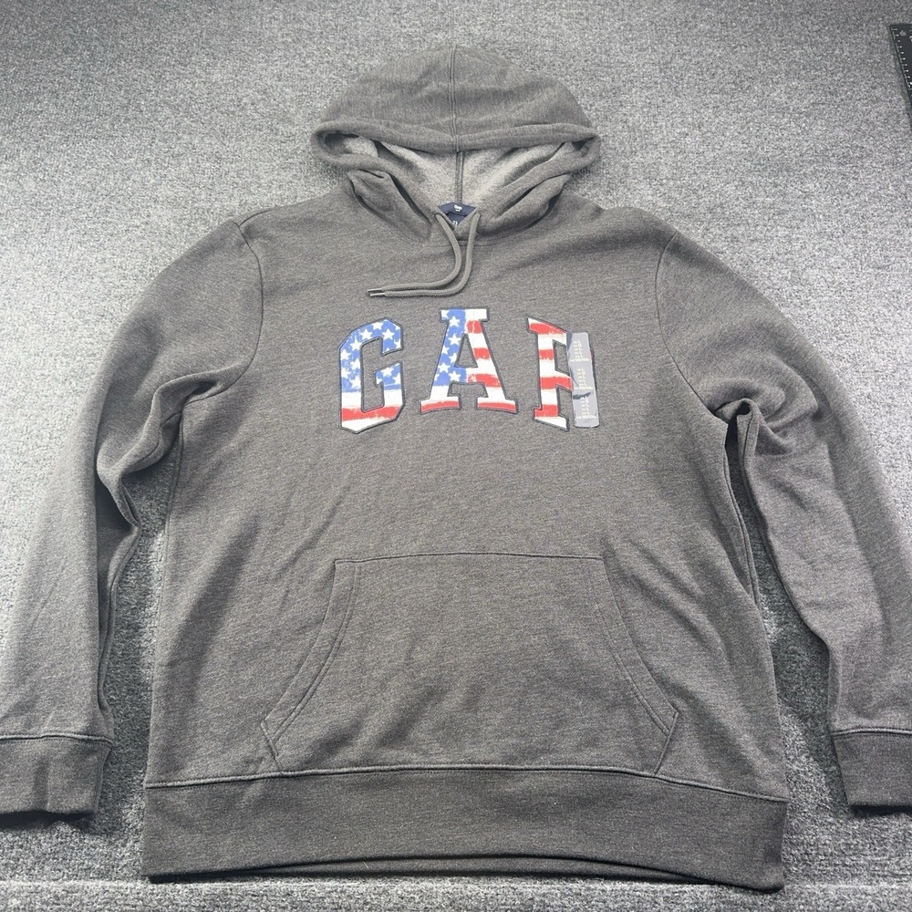 Gap Hoodie Sweatshirt Men's Large USA 4th Of July Patriotic Gray NWOT